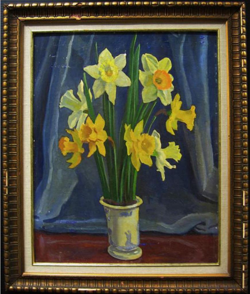 Frederick Stanley Haines (1879-1960) - Daffodils In A Blue And White Vase