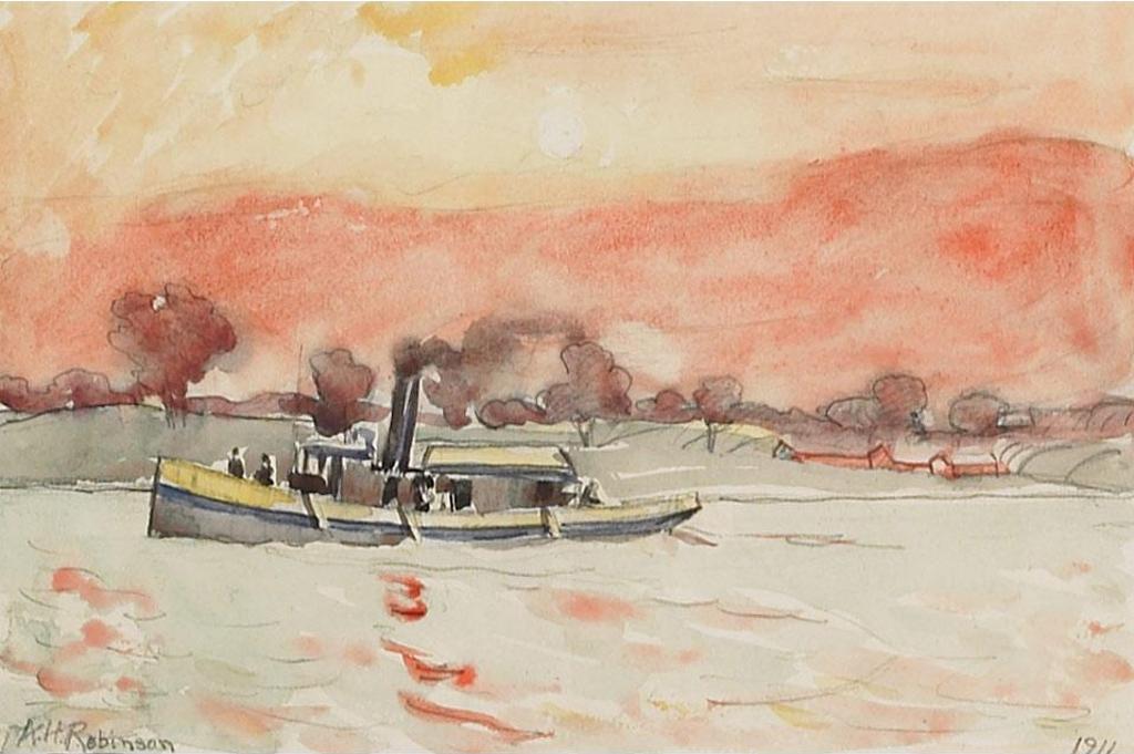 Albert Henry Robinson (1881-1956) - Tug Boat On The St. Lawrence