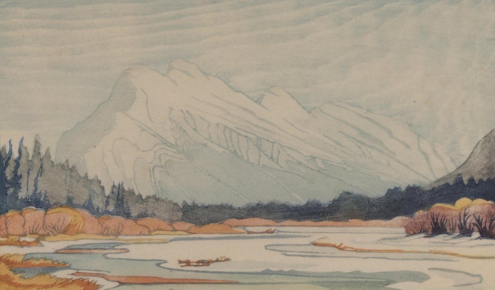 Margaret Dorothy Shelton (1915-1984) - Mount Rundle In March; 1979