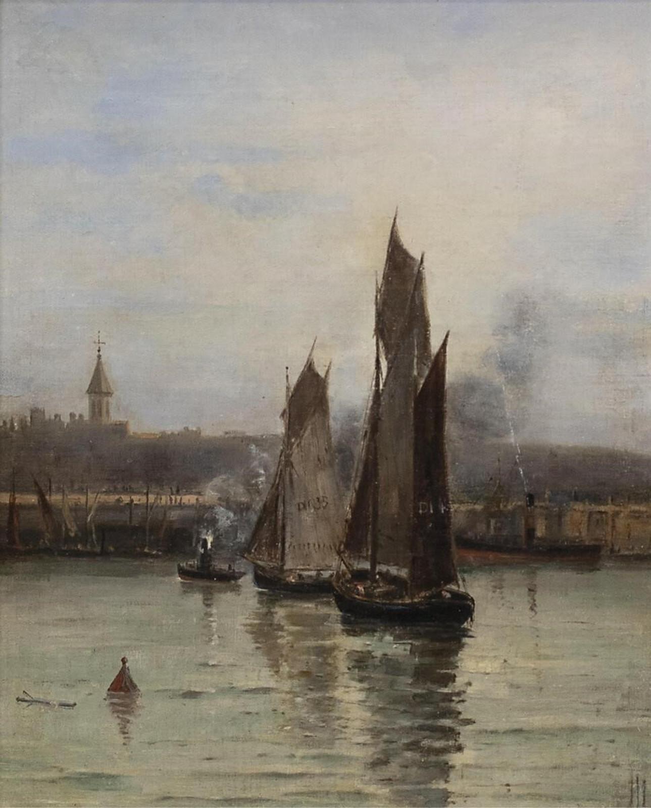 John A. Hammond (1843-1939) - Ships In A Harbour; 1885
