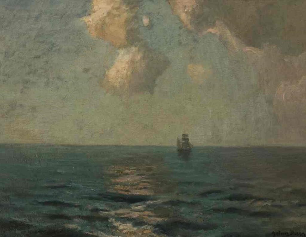 Julius Olsson (1864-1942) - Untitled (Clipper Ship in Calm Sea)
