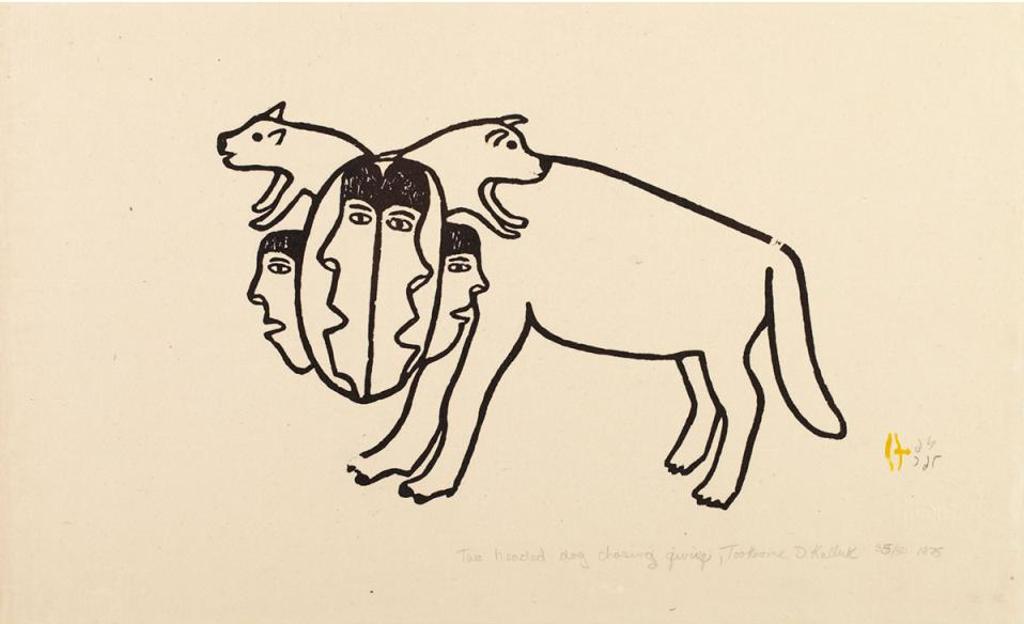 Simon Tookoome (1934-2010) - Two Headed Dog Chasing Qiviuq