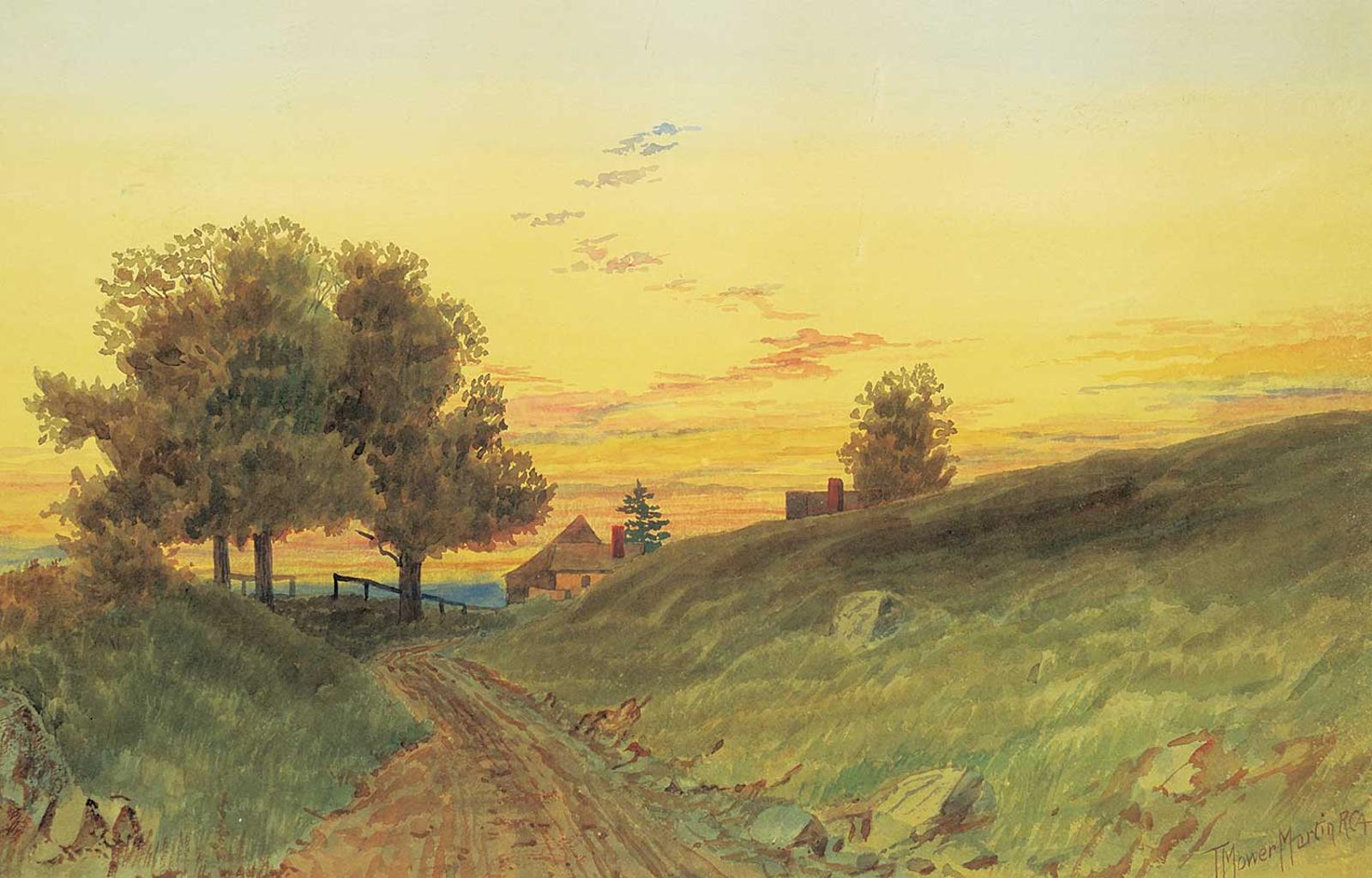 Thomas Mower Martin (1838-1934) - Untitled - Sunset on the Farm
