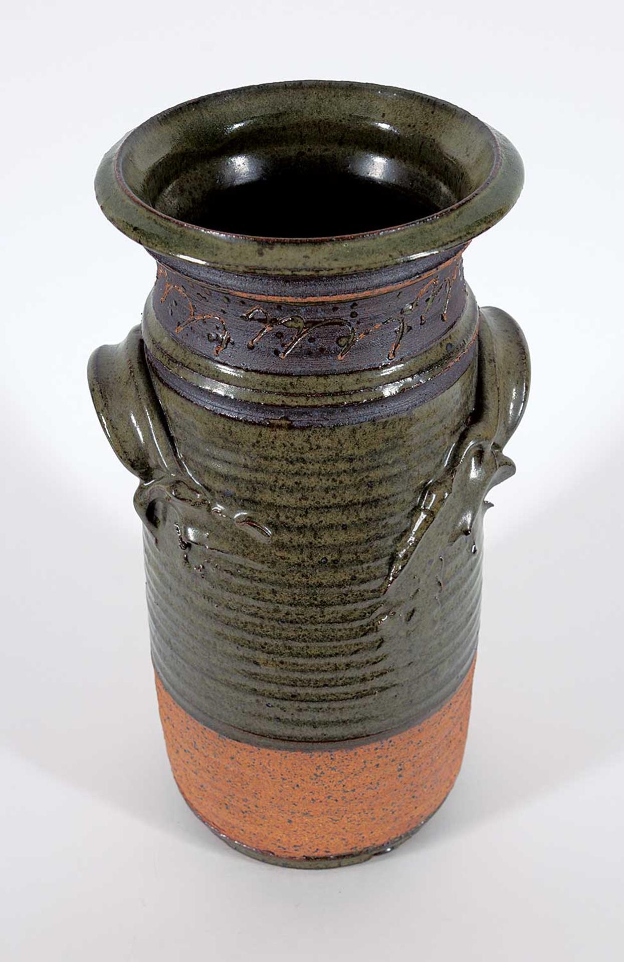 Neil James Liske (1936) - Untitled - Green and Brown Vase with Handles