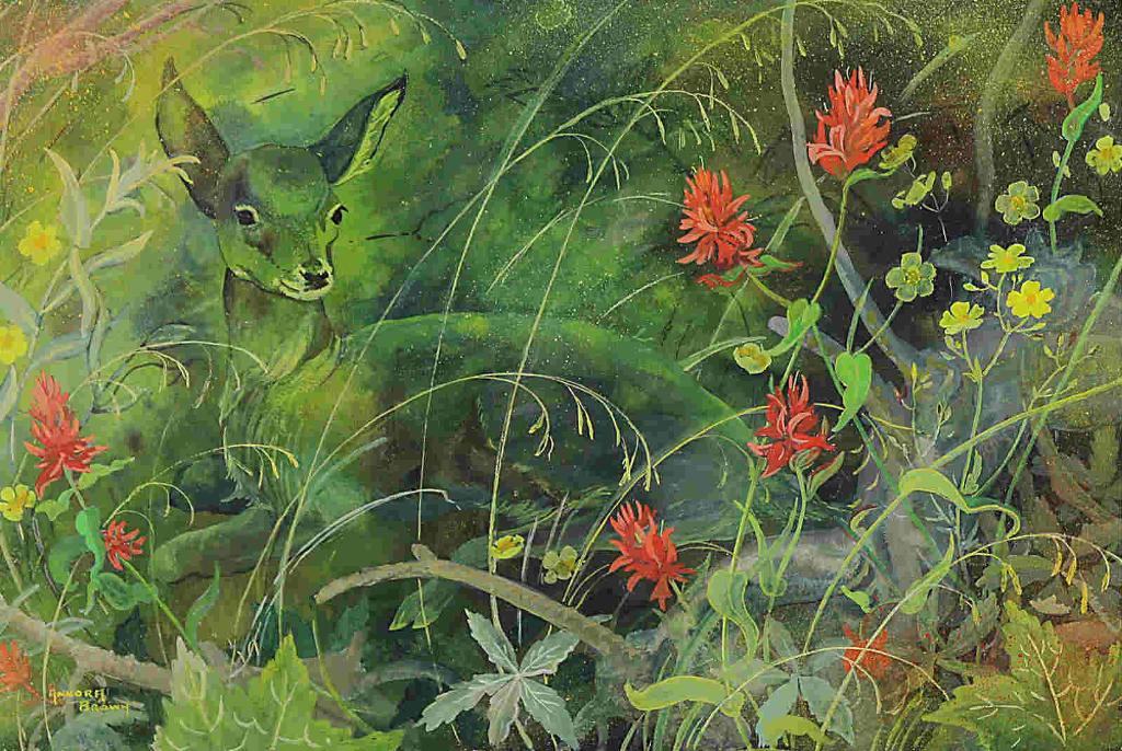 Annora Brown (1899-1987) - Deer And Wild Flowers