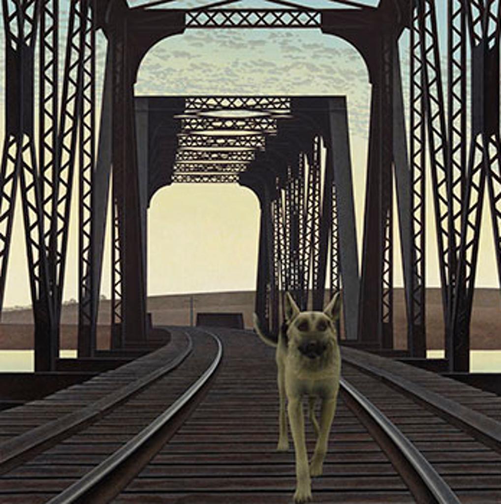 Dog and Bridge by artist Alexander (Alex) Colville