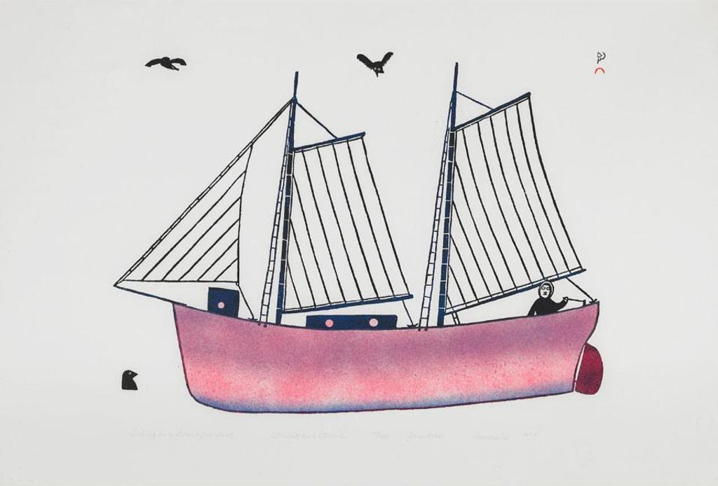 Jamasie Teevee (1910-1985) - Sailing In A Beautiful Boat