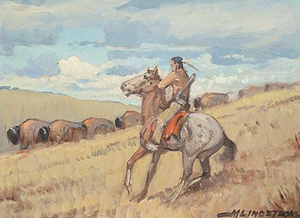 Matt Lindstrom (1890-1975) - Untitled - Rider with Bison