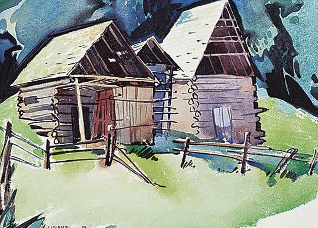 Luke Orton Lindoe (1913-1998) - Untitled - Log Barn