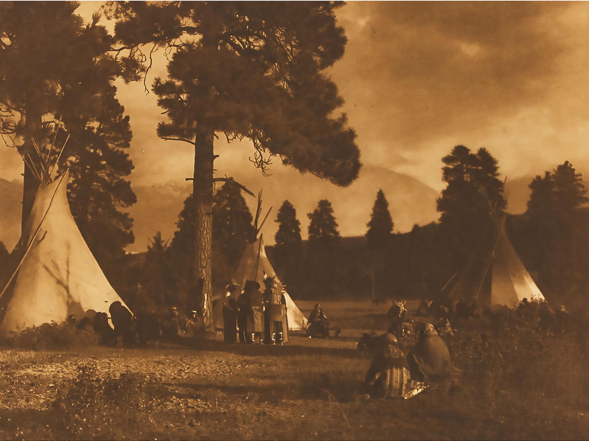 Edward Sherrif Curtis (1868-1952) - Flathead Camp On The Jocko River (From The North American Indian, Vol. 7, Plate 232), 1910