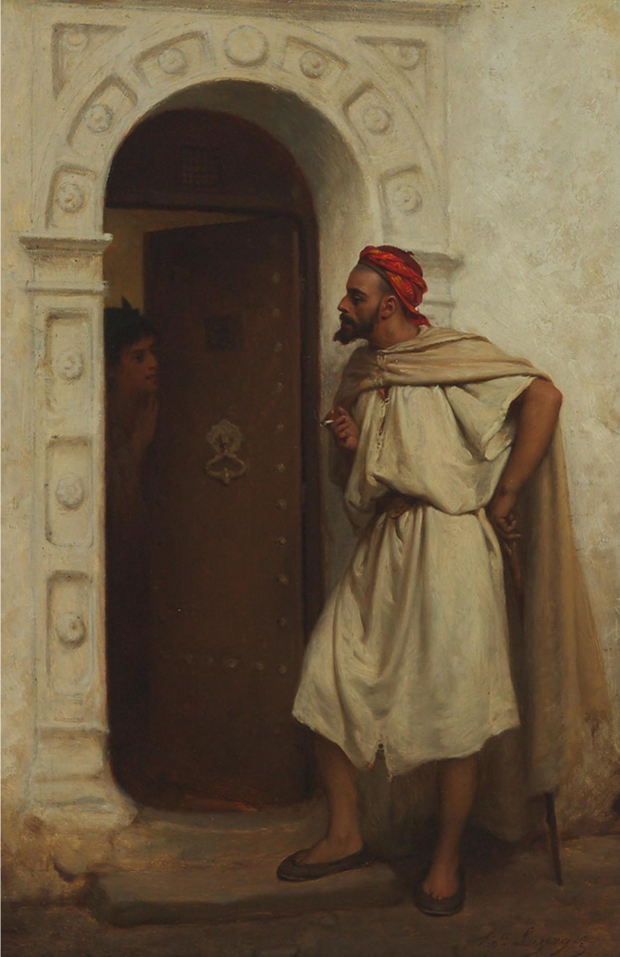 Jean Raymond Hippolyte Lazerges (1817) - Turbanned Visitor At The Door