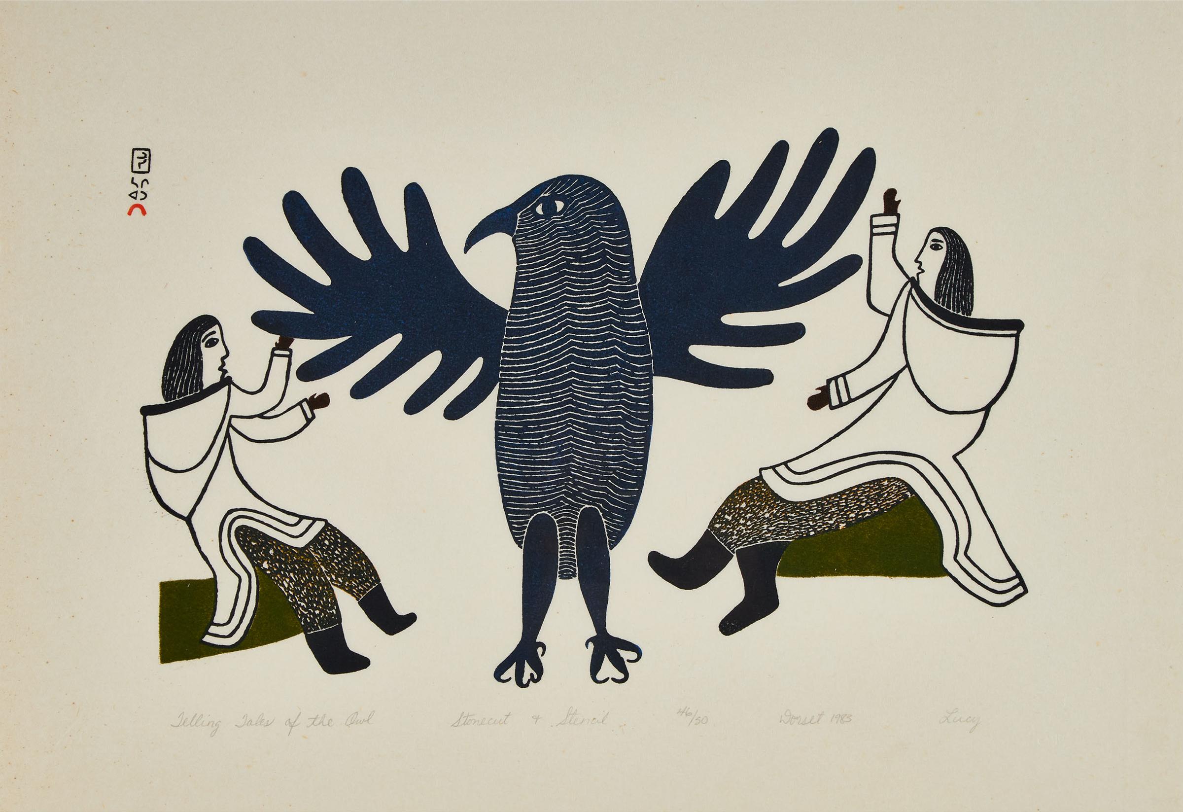 Lucy Qinnuayuak (1915-1982) - Telling Tales Of The Owl, 1983