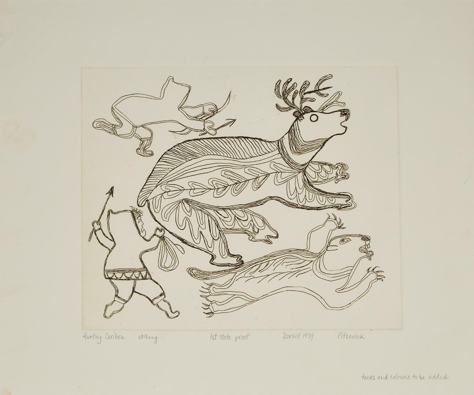 Pitseolak Ashoona (1904-1983) - Hunting Caribou