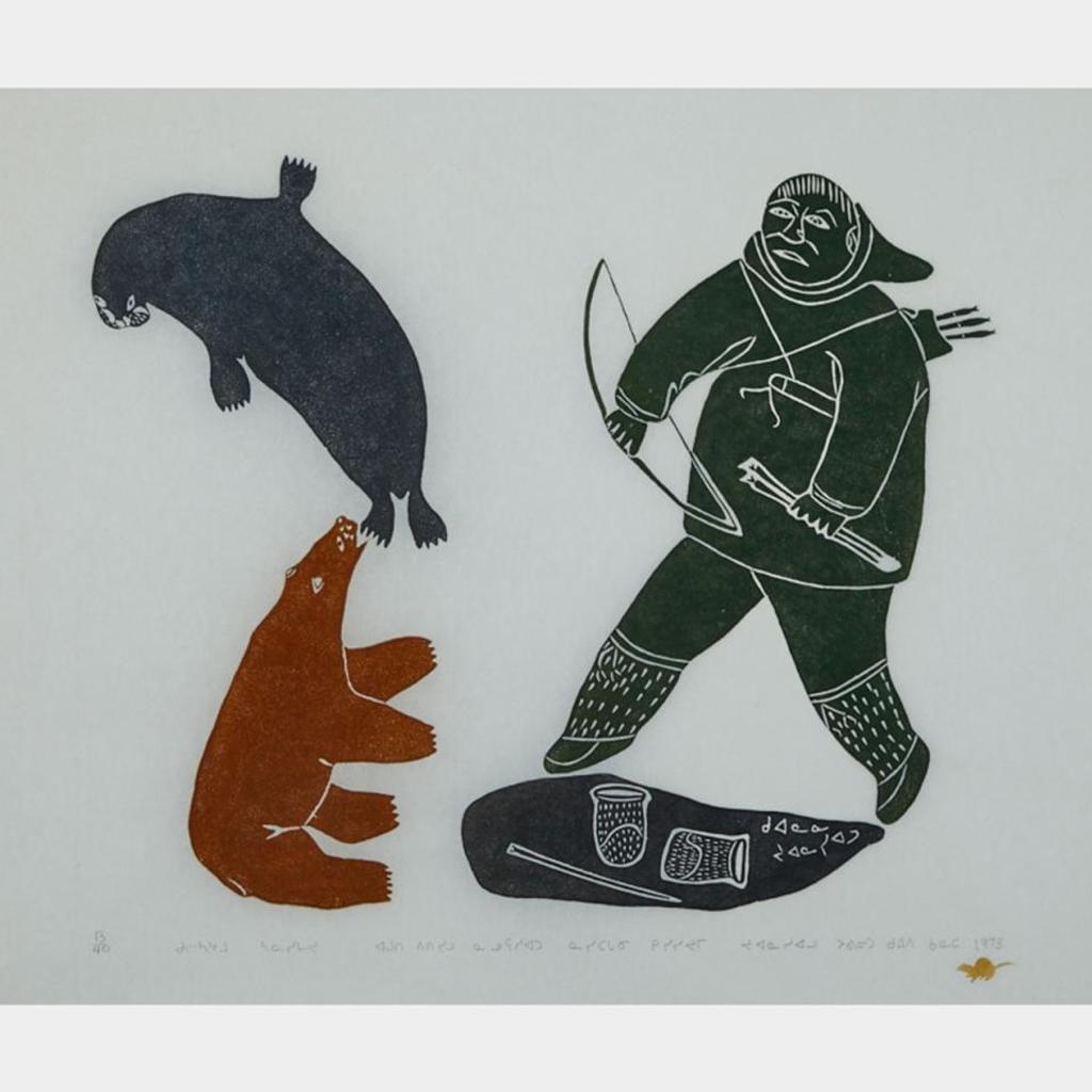 Juanisialu Irqumia (1912-1977) - A Man Tries To Kill A Bear With A Bow And Arrow Because It Tried To Eat His Seal