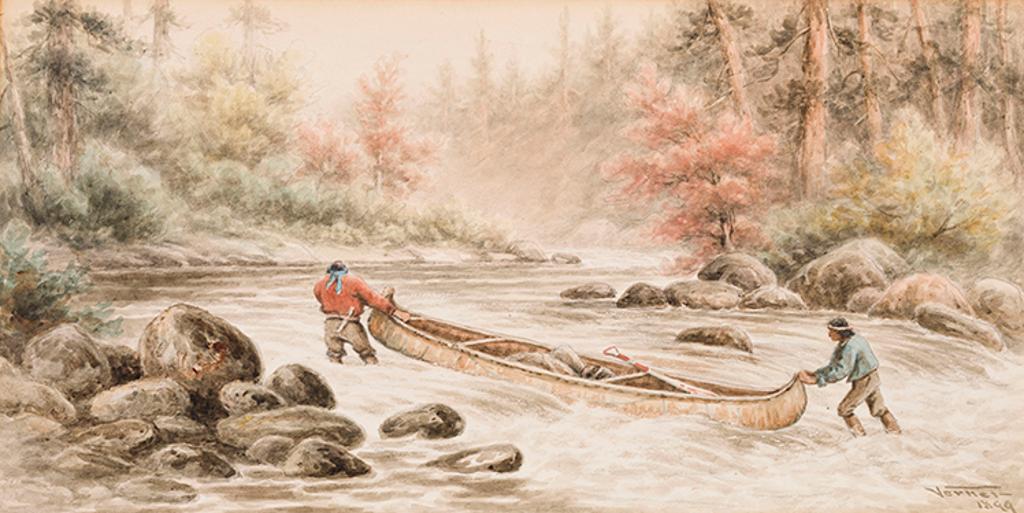 Frederick Arthur Verner (1836-1928) - Canoe over Rapids
