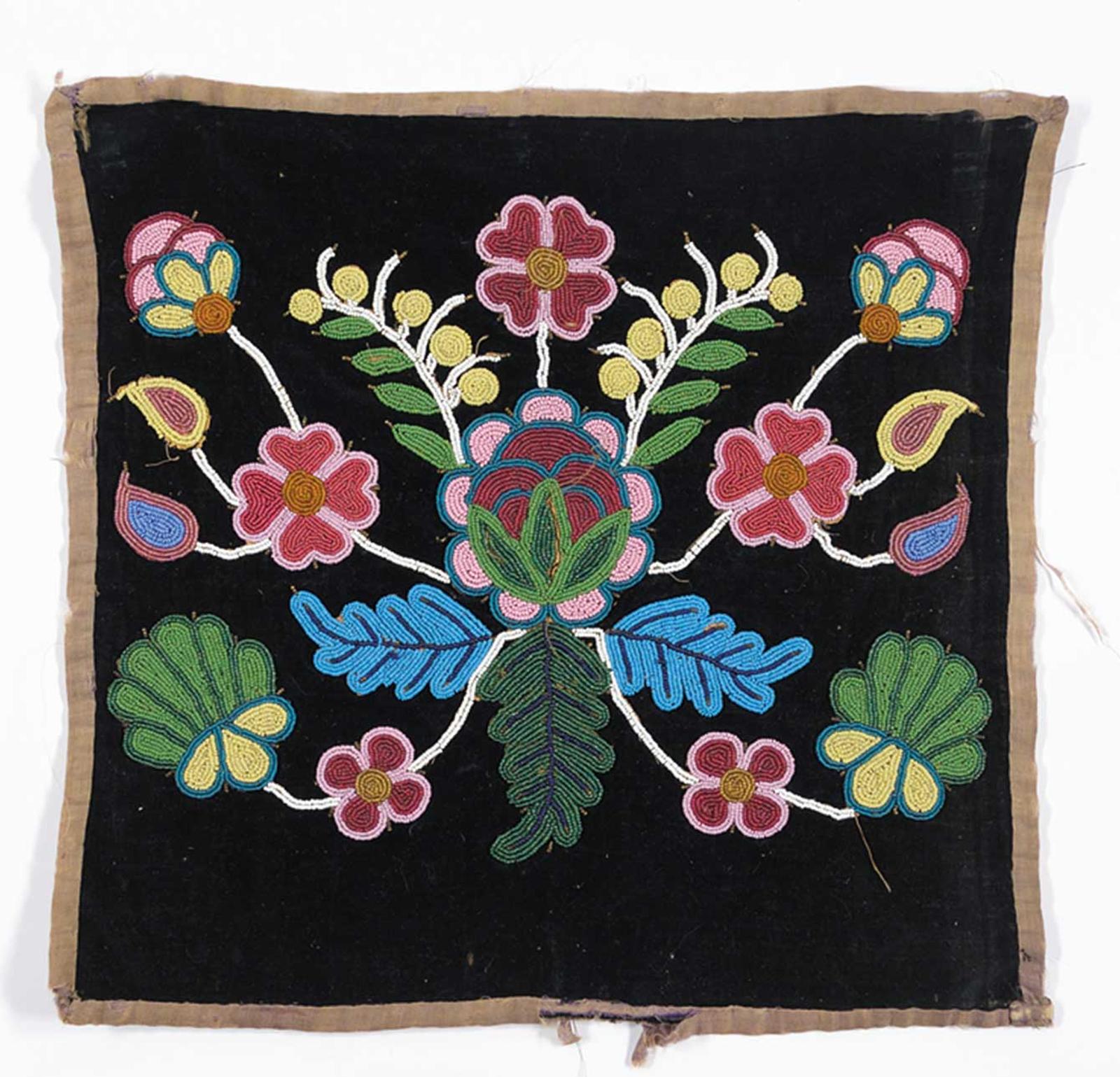 First Nations Basket School - Beaded Black Velvet Panel