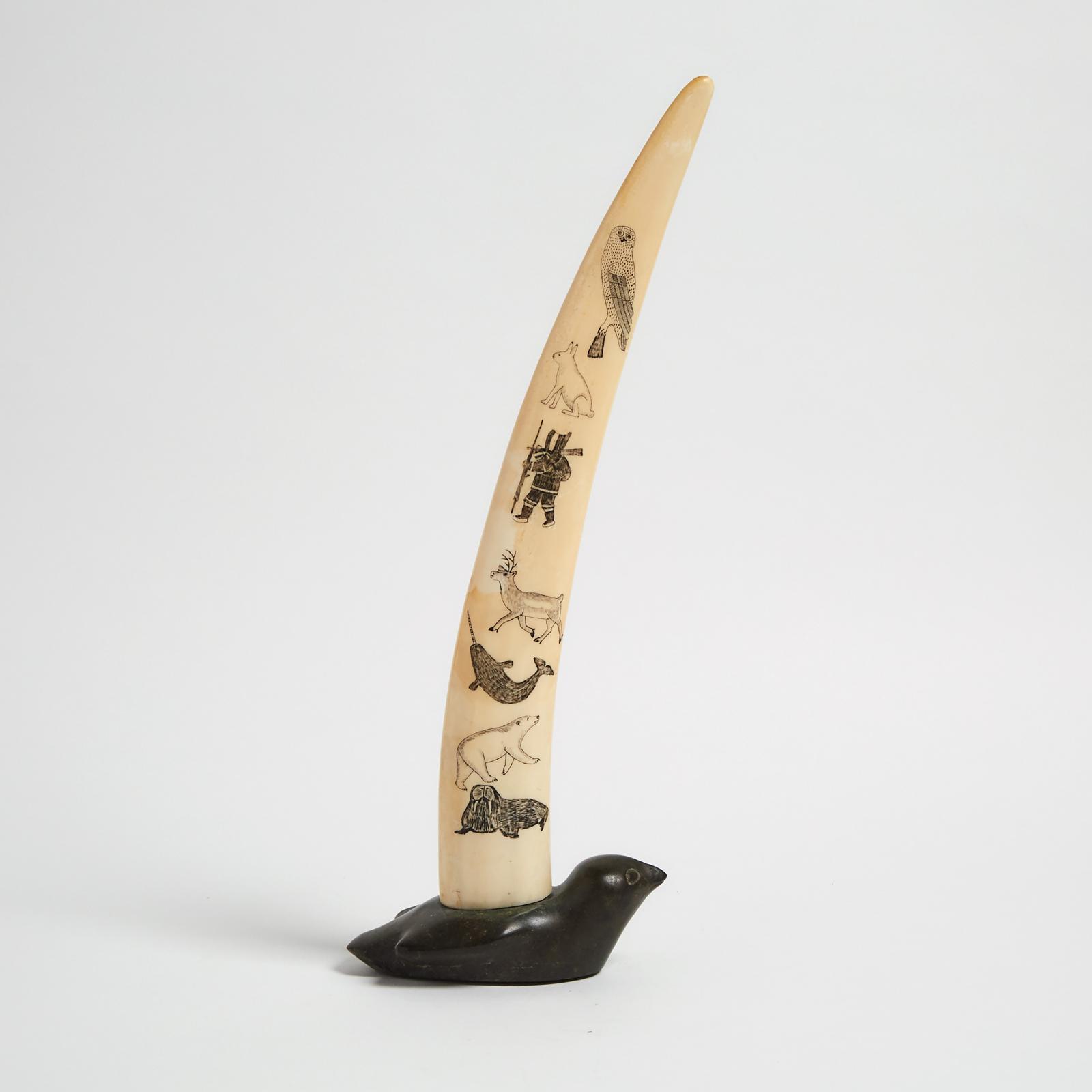 Pauloosie Lyta (1918) - Etched Tusk On A Bird Base