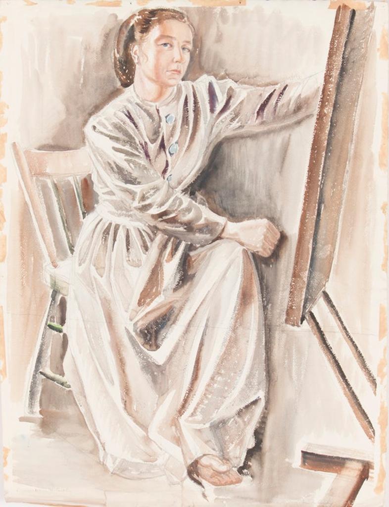 Doris Jean McCarthy (1910-2010) - Self Portrait of the Artist in Her Studio on Neville Park Blvd. Toronto