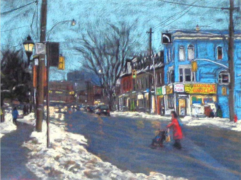 Luc Deschamps (1961-2021) - Wet Evening in Cabbagetown  Toronto