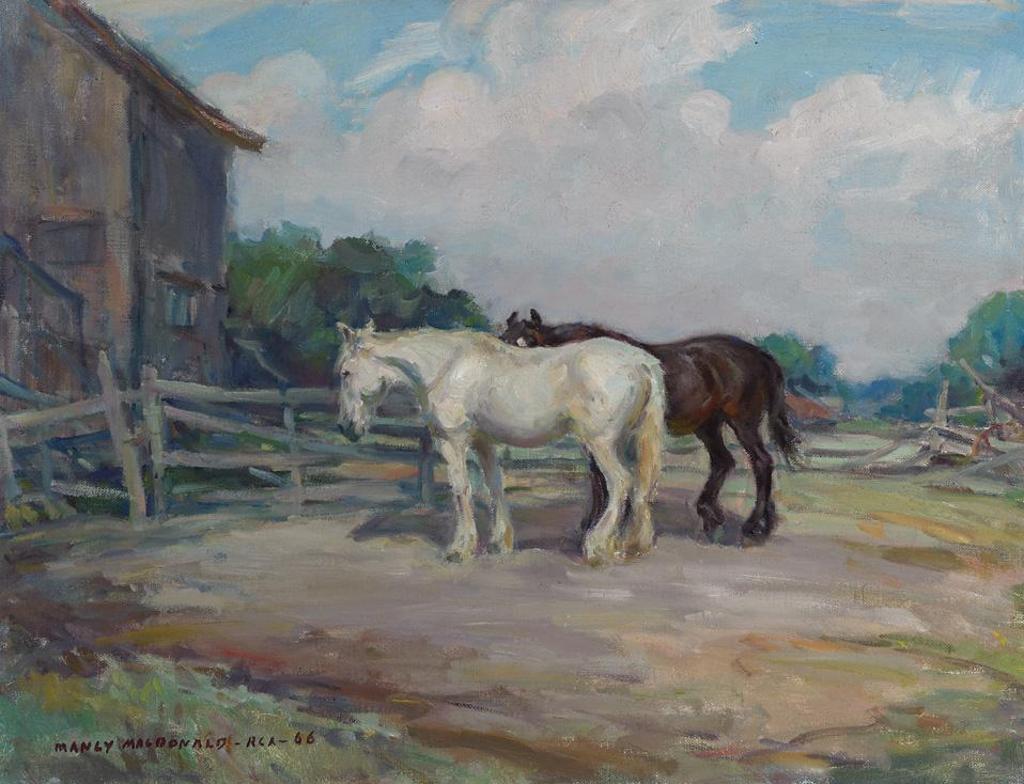 Manly Edward MacDonald (1889-1971) - Horses In A Farmyard