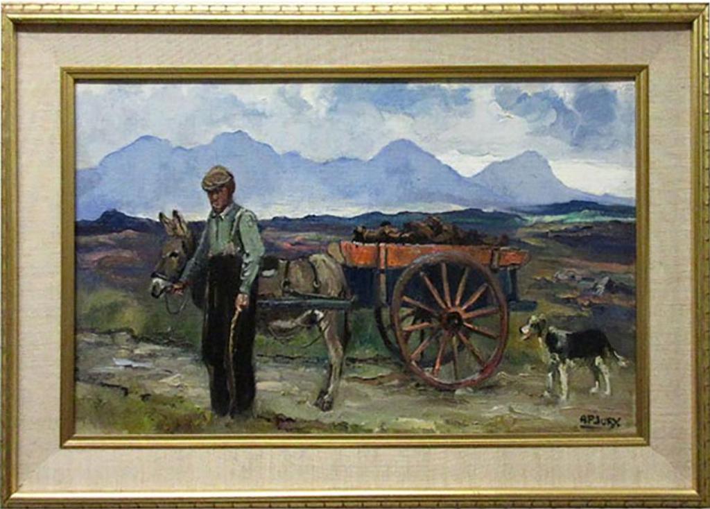 Anne Primrose Jury (1907-1995) - Old Man With His Donkey On The Bog  Co. Donegal