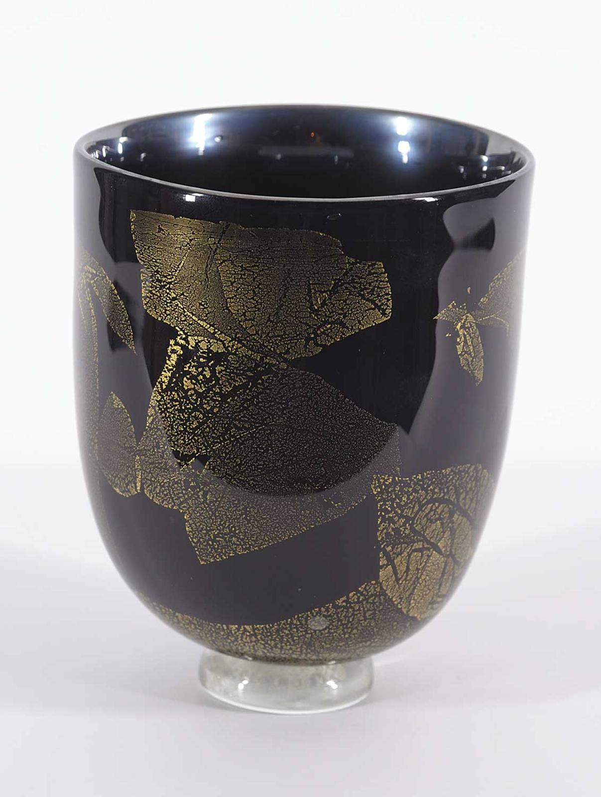 Martha Henry - Gold Leafed Black Vase