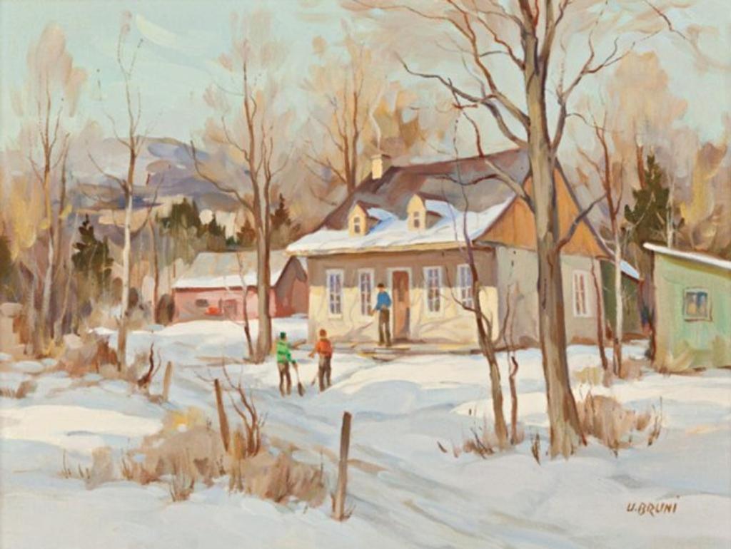 Umberto Bruni (1914-2021) - Shoveling Snow, Laurentians