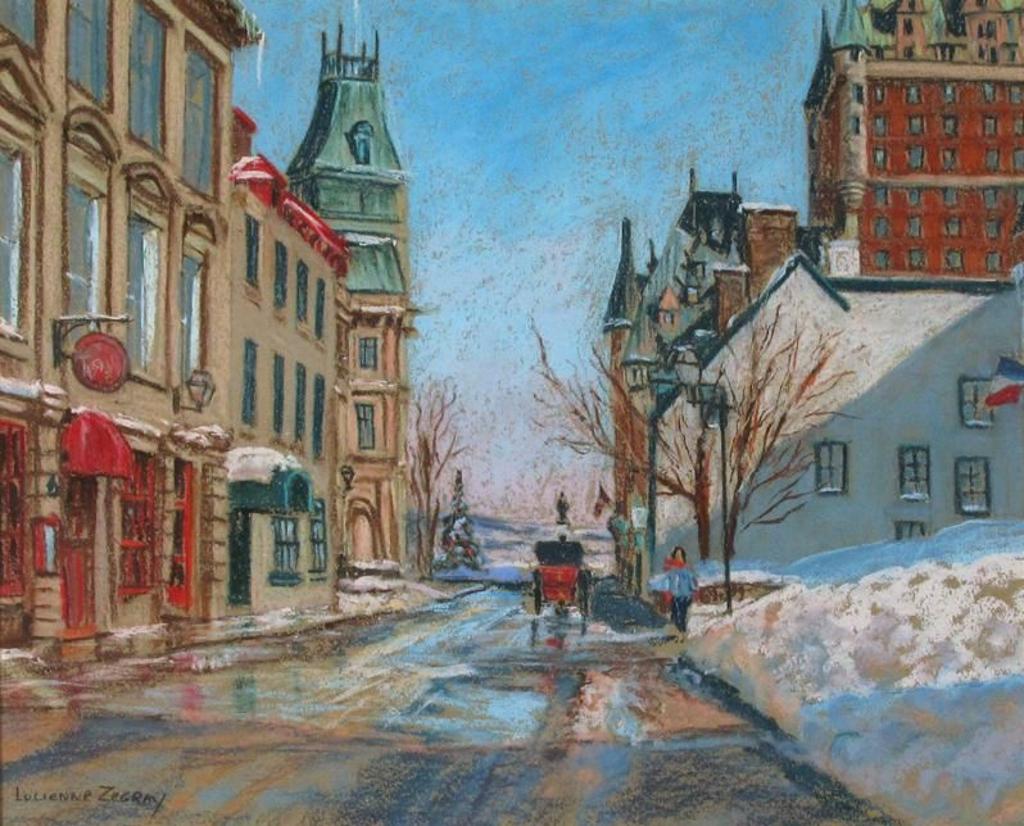 Lucienne Boucher Zegray (1939) - Strolling Rue St-Louis Promenade A Quebec
