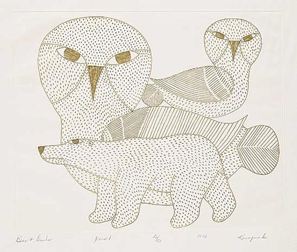 Kenojuak Ashevak (1927-2013) - Bear and Owls #26/50