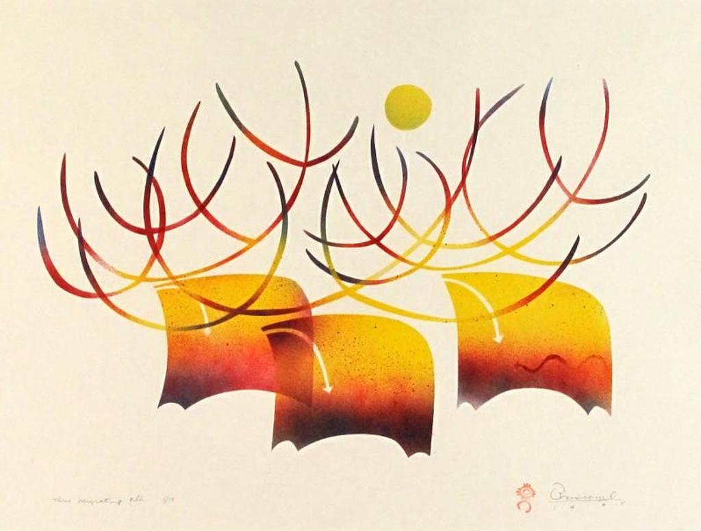 Simon Brascoupe (1948) - Three Migrating Elk; 1984