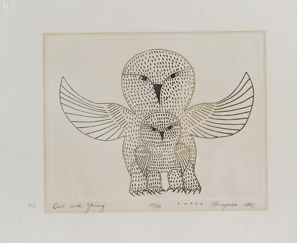 Kenojuak Ashevak (1927-2013) - Owl And Young; Owl Spirit