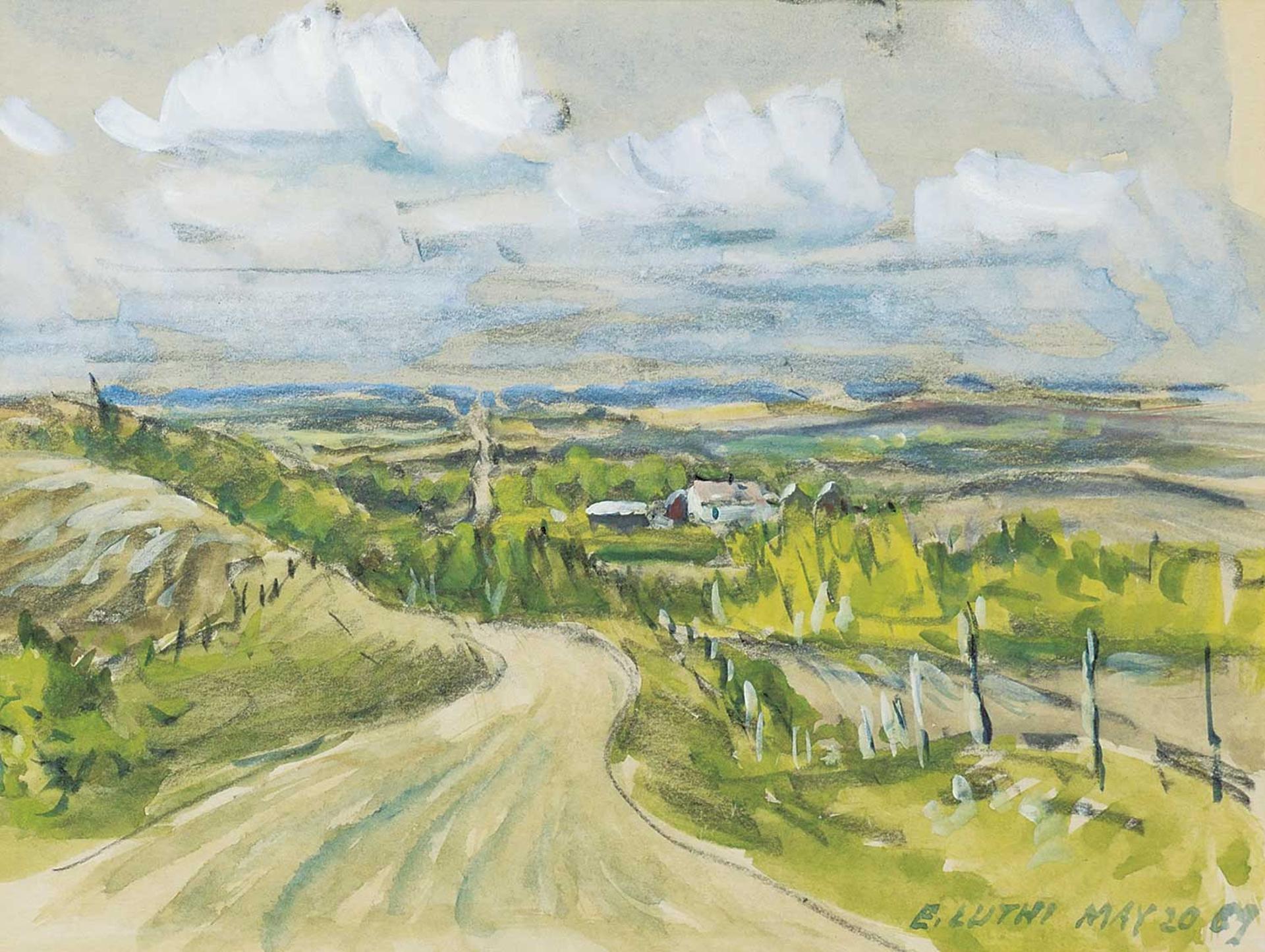 Ernest (Ernie) Luthi (1906-1983) - Untitled - Rural Road into Valley