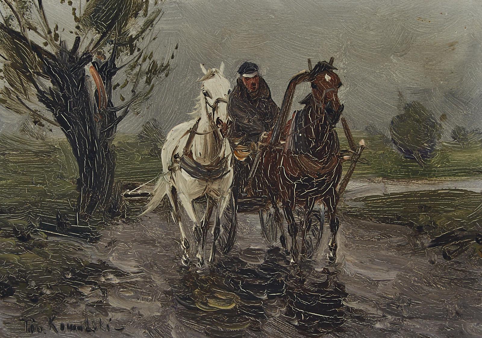 Tadeusz Kowalski - Horse Drawn Cart On A Grey Day