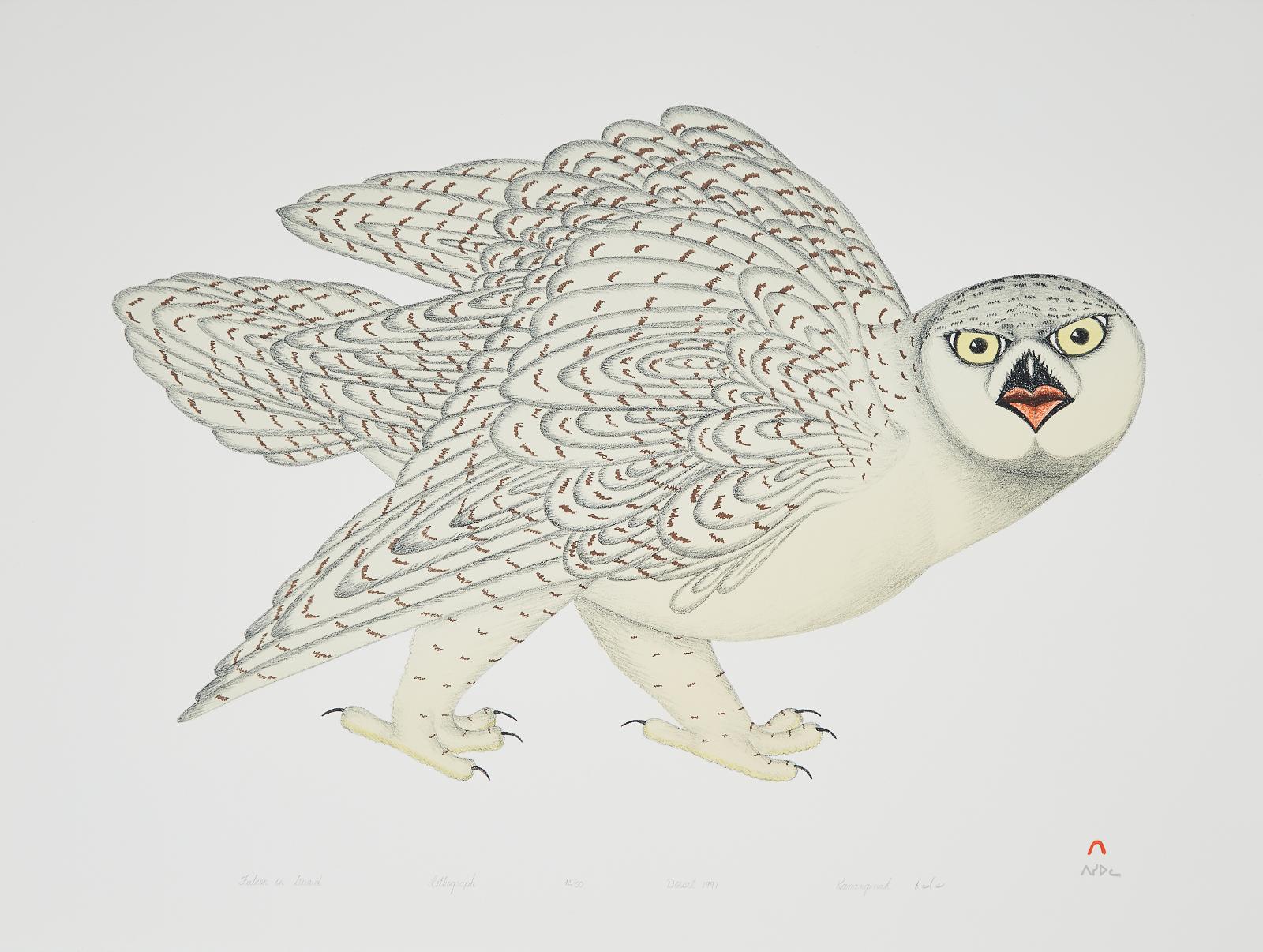 Kananginak Pootoogook (1935-2010) - Falcon On Guard