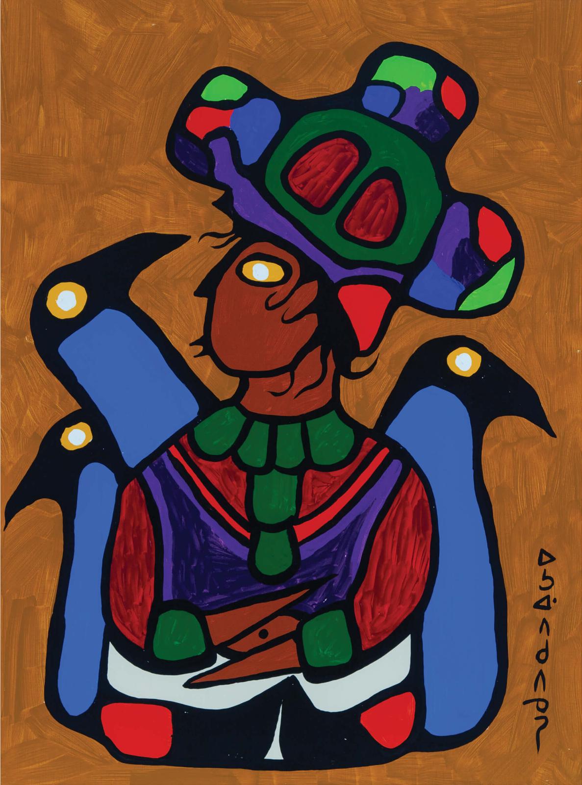 Norval H. Morrisseau (1931-2007) - Child With Birds, 1972