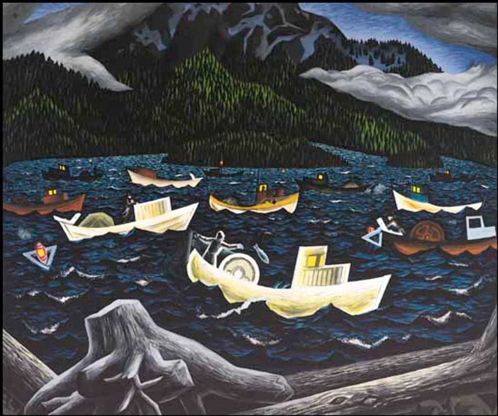 Edward John (E. J.) Hughes (1913-2007) - Fishboats, Rivers Inlet