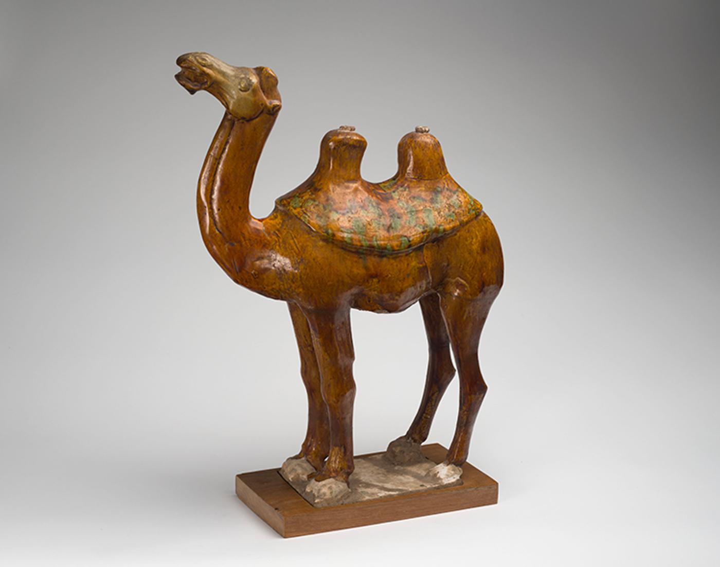Chinese Art - A Large Chinese Sancai Glazed Earthenware Model of a Camel, Tang Dynasty (618-907 CE)