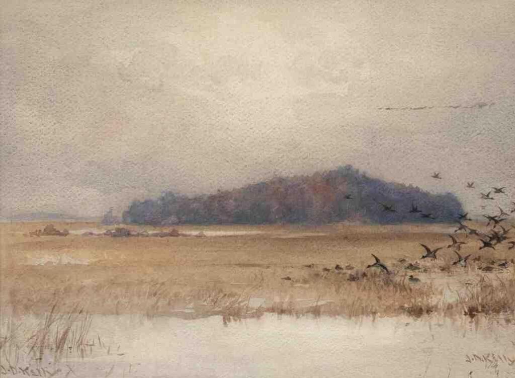 John David Kelly (1862-1958) - Untitled (Ducks in a Marshland)