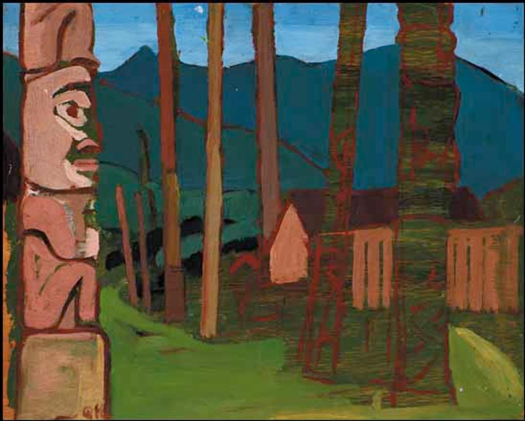 Anne (Annie) Douglas Savage (1896-1971) - Totem Poles / Mountain Landscape (verso)
