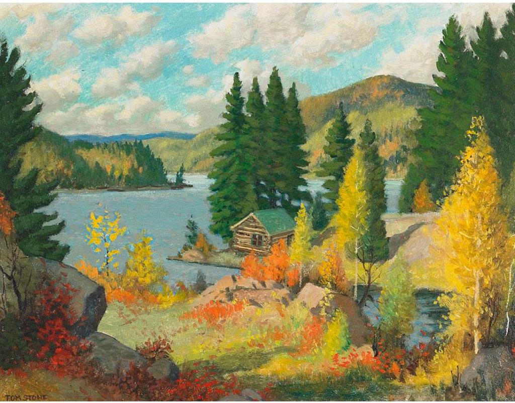 Thomas Albert Stone (1897-1978) - Log Cabin, Gatineau River