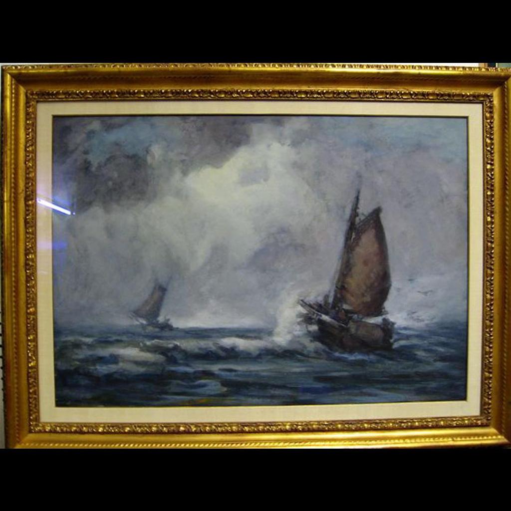 Georges Chavignaud (1865-1944) - Sailing Barges In Rough Seas