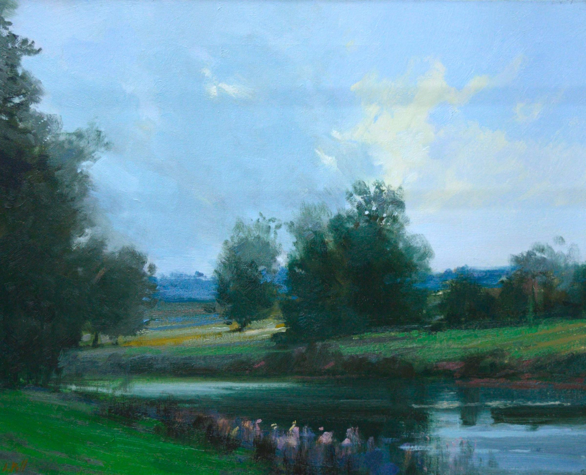 Nasco Pell - Paysage d'été, huile sur toile, signée, signée au dos