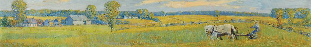 Frederick William Hutchison (1871-1953) - Cutting the Mid Summer Hay