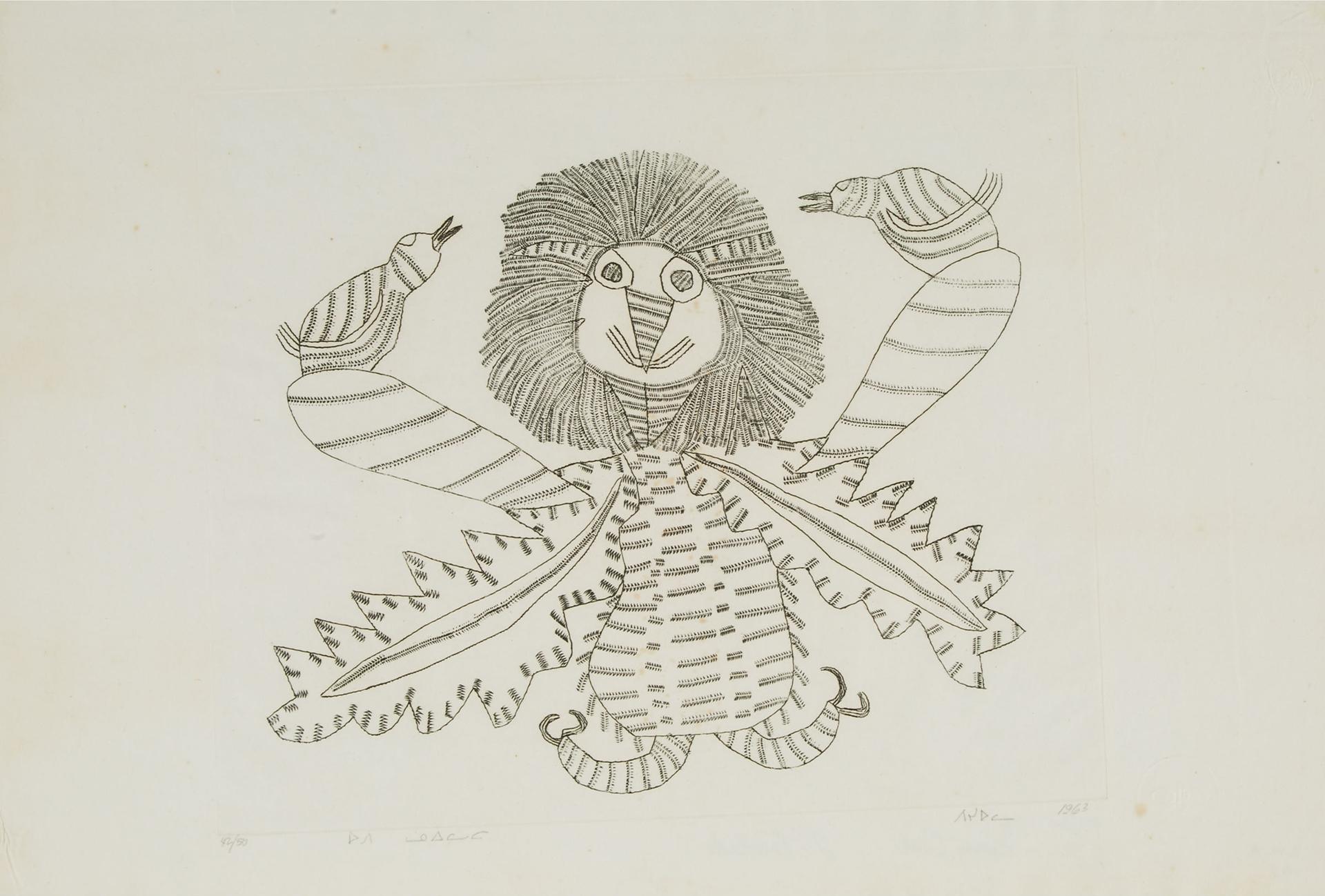 Pitseolak Ashoona (1904-1983) - Furry Owl