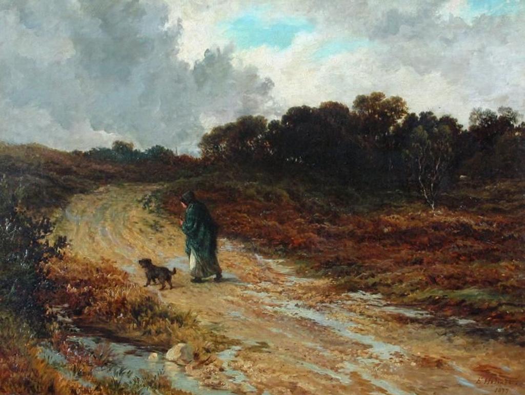 Edward Holmes - Traveller And Her Dog On A Path To Town; 1877