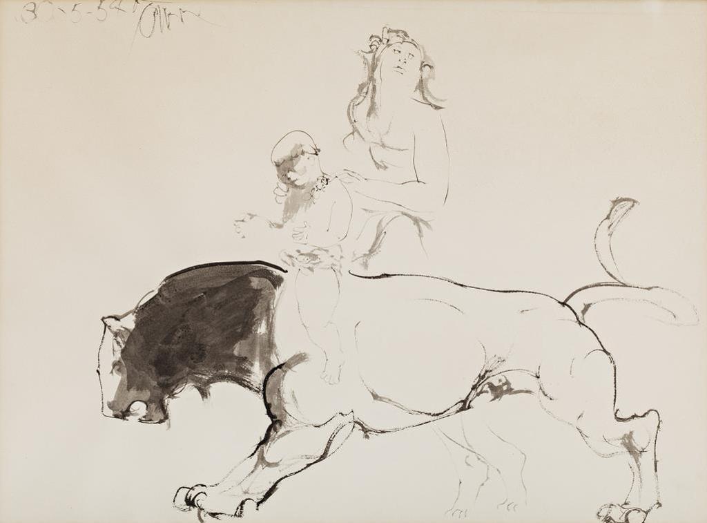 Harold Barling Town (1924-1990) - Study of Figures with a Lion