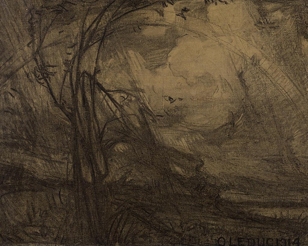Ozias Leduc (1864-1955) - Paysage de tempête avec arc-en-ciel