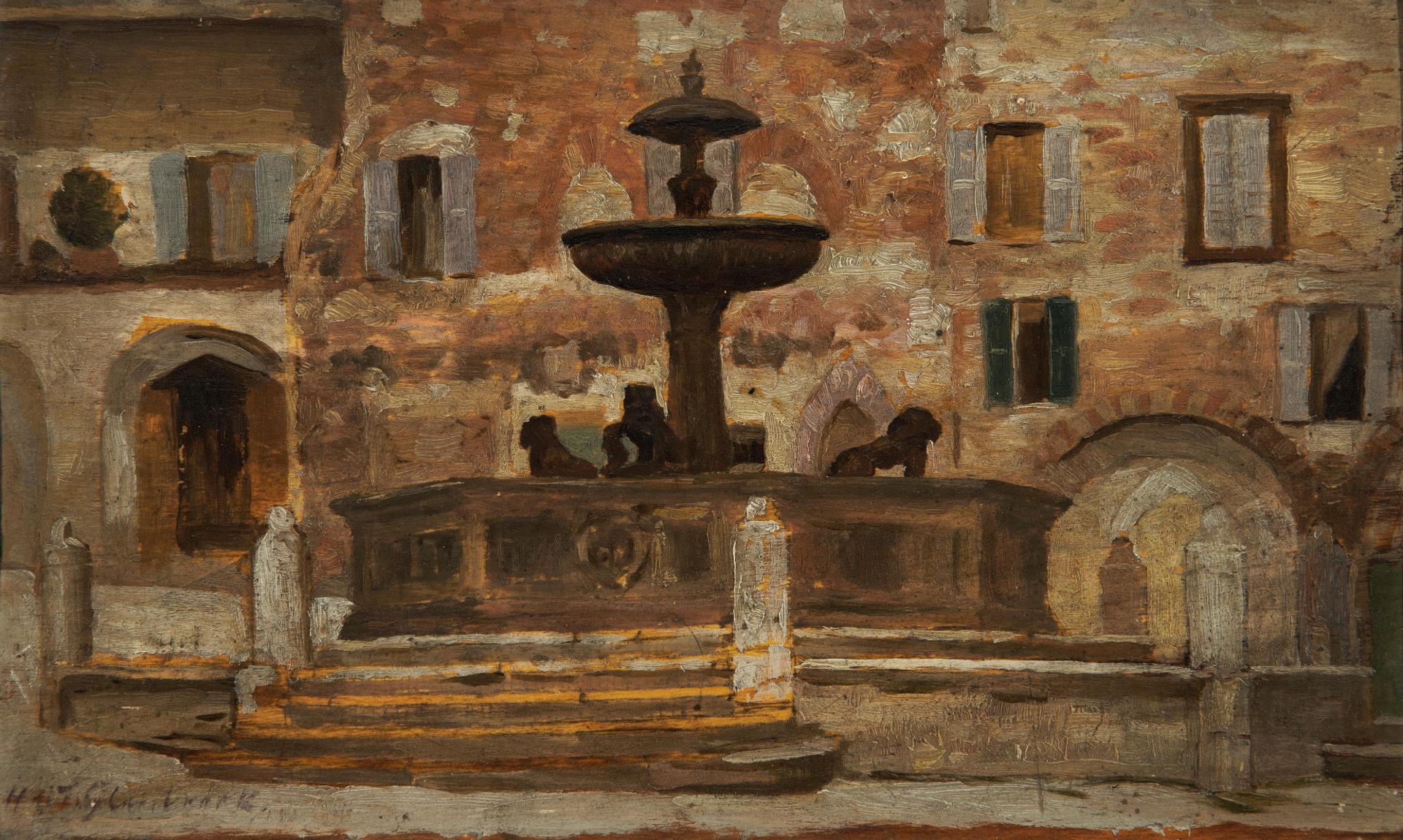 Hugh de Twenebrokes Glazebrook (1855-1937) - Fountain Assisi, Italy