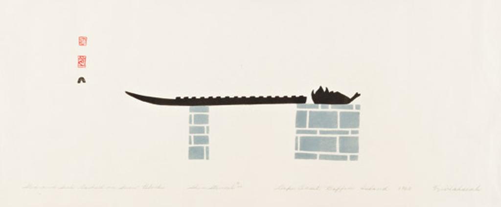 Niviaqsi (1908-1959) - Sled and Seal Cached on Snow Blocks, 1960 #46 Stencil, 2/50