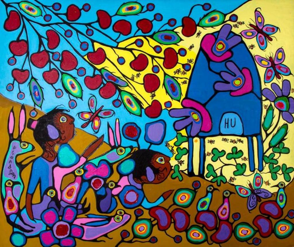 Norval H. Morrisseau (1931-2007) - Children with Bee House